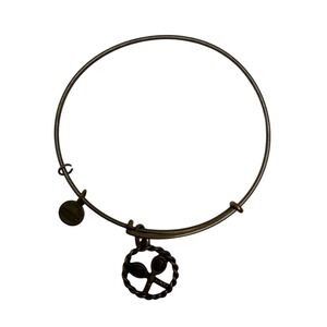 Alex and Ani Tennis Racket Charm  Bangle Rafaelian Gold Finish Bracelet